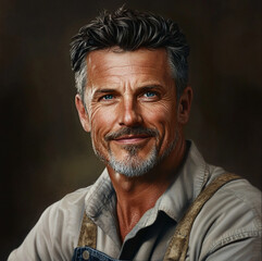 Fototapeta premium a man in his late 50's, in a casual pose