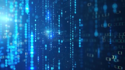 Digital Rain of Binary Code