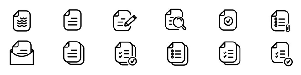 Checklist icons set. Check the box.
Document on clipboard in linear style.
 Clipboard concept. Vector illustration