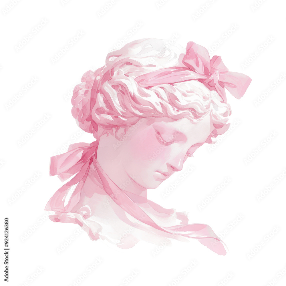 Wall mural coquette greek statue clothing apparel bonnet.