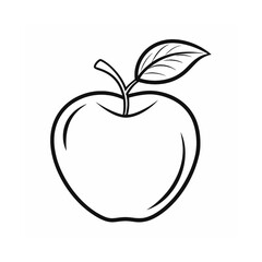 An apple Fruit Coloring book Page. Cartoon Apple with Leaves. Fun Apple Coloring Book for Kids