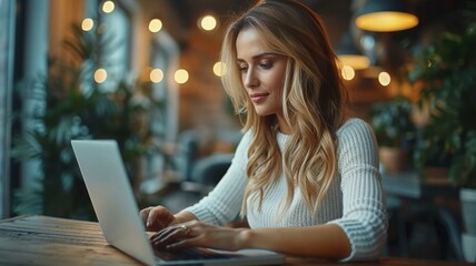 Woman typing on laptop computer keyboard. Generative AI