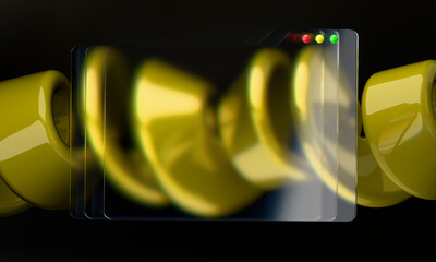 transparent website template with yellow background for webpage and application with glassmorphism effect