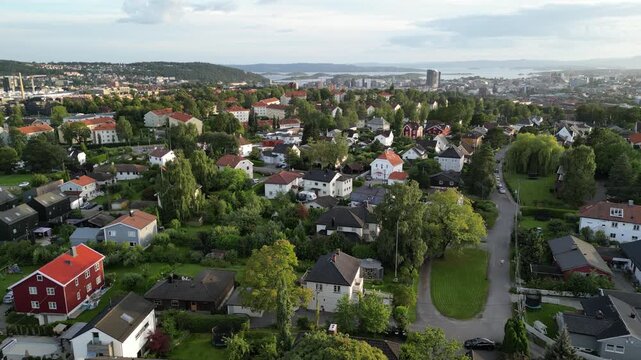 View from Hasle in Oslo looking out over Oslo, Keyserl&oslash;kka and the city centre and Oslofjorden in the background
