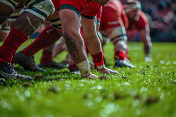 Competitive Rugby Match Featuring Engaging in Intense Gameplay on a Vibrant Field