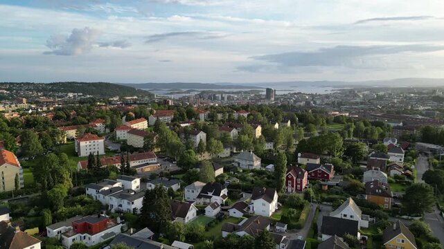 View from Hasle in Oslo looking out over Oslo, Keyserl&oslash;kka and the city centre and Oslofjorden in the background