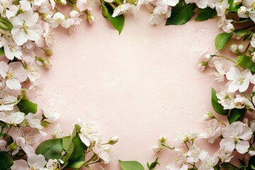 Obraz premium Elegant floral border with vibrant flowers lush greenery on light background. Ideal for decorative designs wedding invitations or romantic designs valentines day, mother's day, women's day