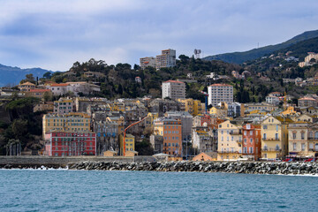 Fototapeta premium View of Bastia old city center and harbour, Corsica, France, Europe.