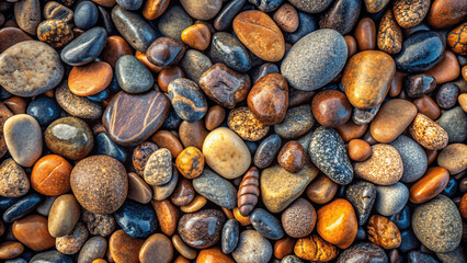 Natural sea rock pebbles texture background summer, beach, full frame