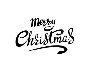 Calligraphy lettering of Merry Christmas text. Creative typography for holiday greeting Gift poster, card, banner. Vector