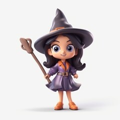 Cute Little Witch Character Illustration for Halloween Decor, Costumes, and Kids' Halloween Parties
