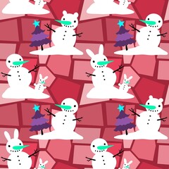 Winter seamless snowman pattern for fabrics and textiles and packaging