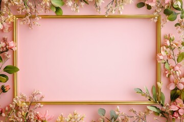 Obraz premium Elegant floral border with vibrant flowers lush greenery on light background. Ideal for decorative designs wedding invitations or romantic designs valentines day, mother's day, women's day