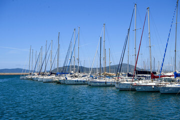 Fototapeta premium Boats in Alghero harbour, Sardinia, Italy