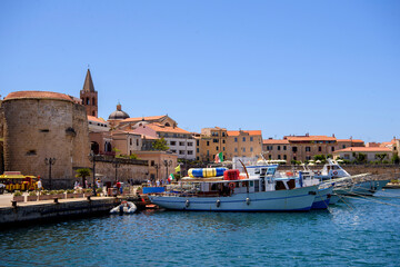 Obraz premium Harbour and old town Alghero, Sardinia, Italy