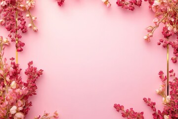 Elegant floral border with vibrant flowers lush greenery on light background. Ideal for decorative designs wedding invitations or romantic designs valentines day, mother's day, women's day