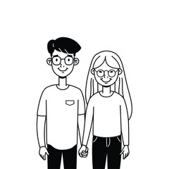 Simple line drawing of a couple holding hands, minimalistic style.
