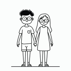 Simple line drawing of a couple holding hands, minimalistic style.
