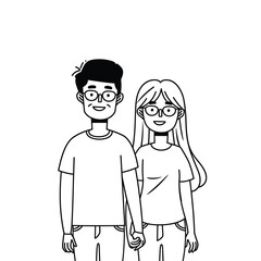 Simple line drawing of a couple holding hands, minimalistic style.
