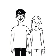 Simple line drawing of a couple holding hands, minimalistic style.
