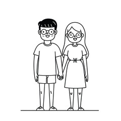 Simple line drawing of a couple holding hands, minimalistic style.
