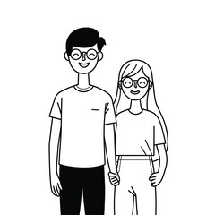 Simple line drawing of a couple holding hands, minimalistic style.

