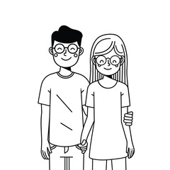 Simple line drawing of a couple holding hands, minimalistic style.
