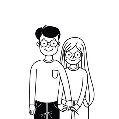 Simple line drawing of a couple holding hands, minimalistic style.
