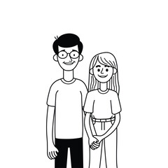Simple line drawing of a couple holding hands, minimalistic style.
