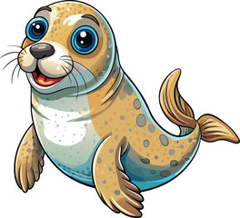 A cute cartoon seal fish vector illustration
