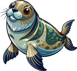 A cute cartoon seal fish vector illustration
