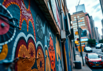 Fototapeta premium Urban Exploration with Detailed Street Art