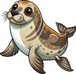 A cute cartoon seal fish vector illustration