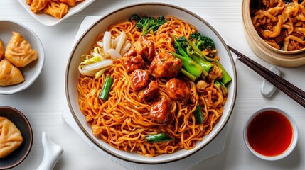 Dry Garlic Chicken Noodles - traditional Chinese food