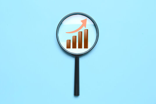 Black magnifier on blue background - Powered by Adobe