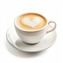 Fototapeta premium cup of coffee with foam heart on white background 