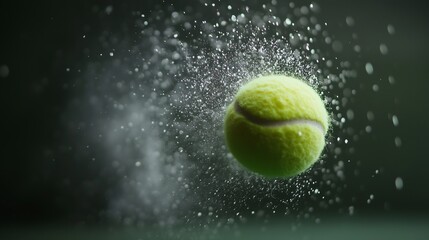 A tennis ball zooms towards the camera, its vibrant fuzz glimmering in the light.