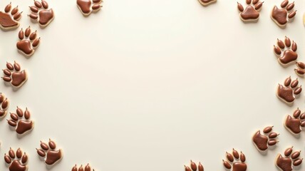 Border of Dog Paw Shaped Cookies for Pet Bakery Advertisements