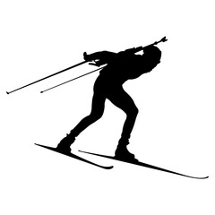 Biathlon sportsman silhouette.Vector illustration.