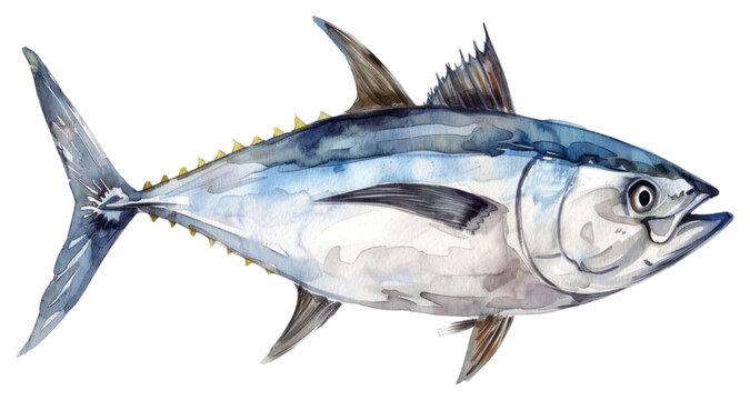 PNG Watercolor tuna fish illustration