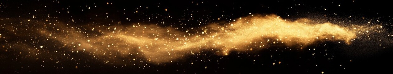 Obraz premium Golden Confetti Explosion Isolated on Black Background: A Vibrant Display of Celebration and Joy.