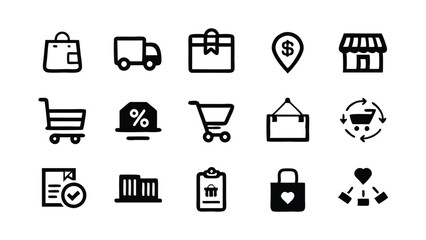 A set of e-commerce icons for online shopping and retail.