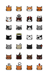 Cute Cartoon Cat emotes/emoji collection . Can be used for Twitch, Discord, YouTube. Graphic conversational text elements illustration set