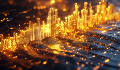 Obraz premium Golden Market Financial Chart Emblematic of Corporate Success and Growth, Capturing the Essence of Business Prosperity.