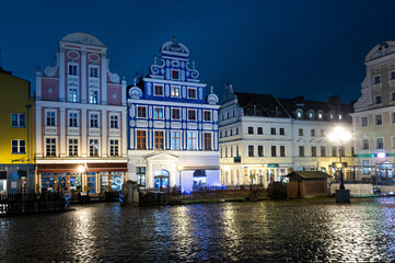 2023-12-13; Evening street in rainy weather. Szczecin. Poland