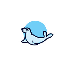 Seal mascot logo icon flat vector design