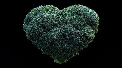  A broccoli heart on black background