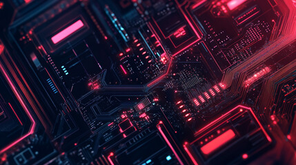 Obraz premium Technology Abstract Background: A modern, abstract background featuring an electronic motherboard texture. This design is ideal for headers, web banners, websites, and presentations, 