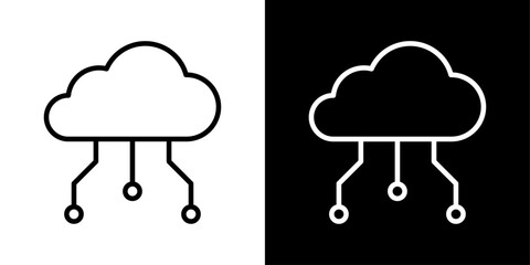 Cloud computing thin line vector icon set.