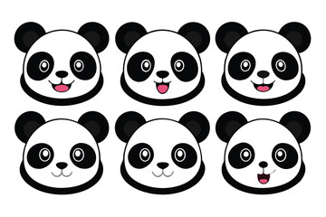 set of funny panda vector illustration, silhouette, logo icon and line art Bundle files 